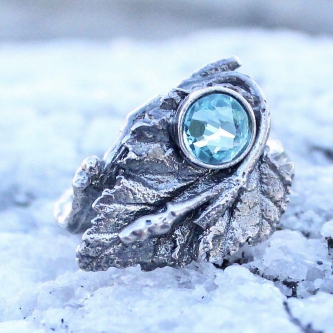 Hovedbilde Lauv ring med stein